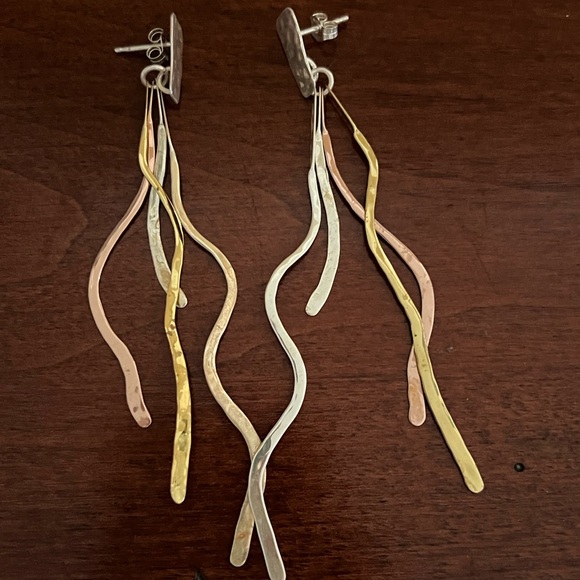 Robert Lee Morris Modernist Tendril Earrings - Picture 2 of 10